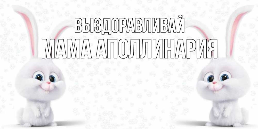 Открытка на каждый день с именем, Мама-Аполлинария Выздоравливай не болей с зайцем Прикольная открытка с пожеланием онлайн скачать бесплатно 