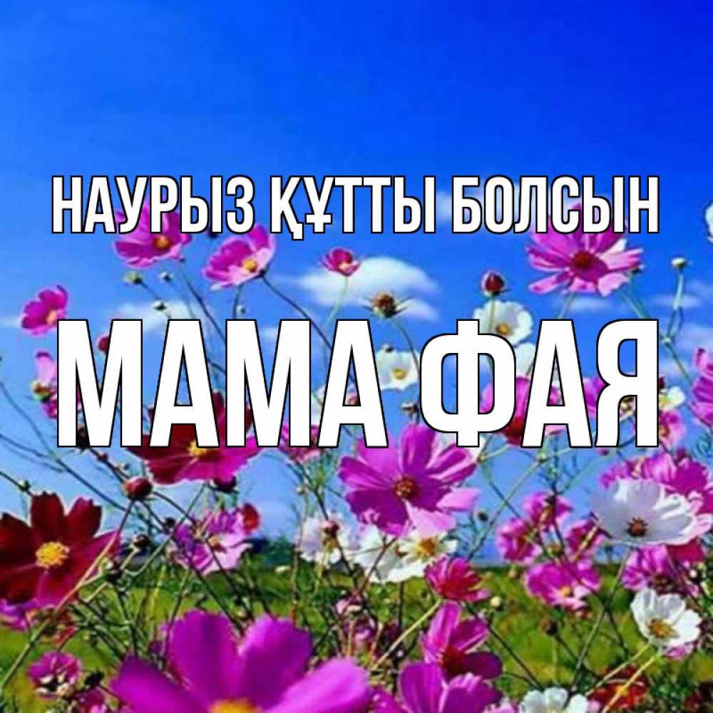 Открытка на каждый день с именем, Мама-Фая Наурыз құтты болсын цветы Прикольная открытка с пожеланием онлайн скачать бесплатно 