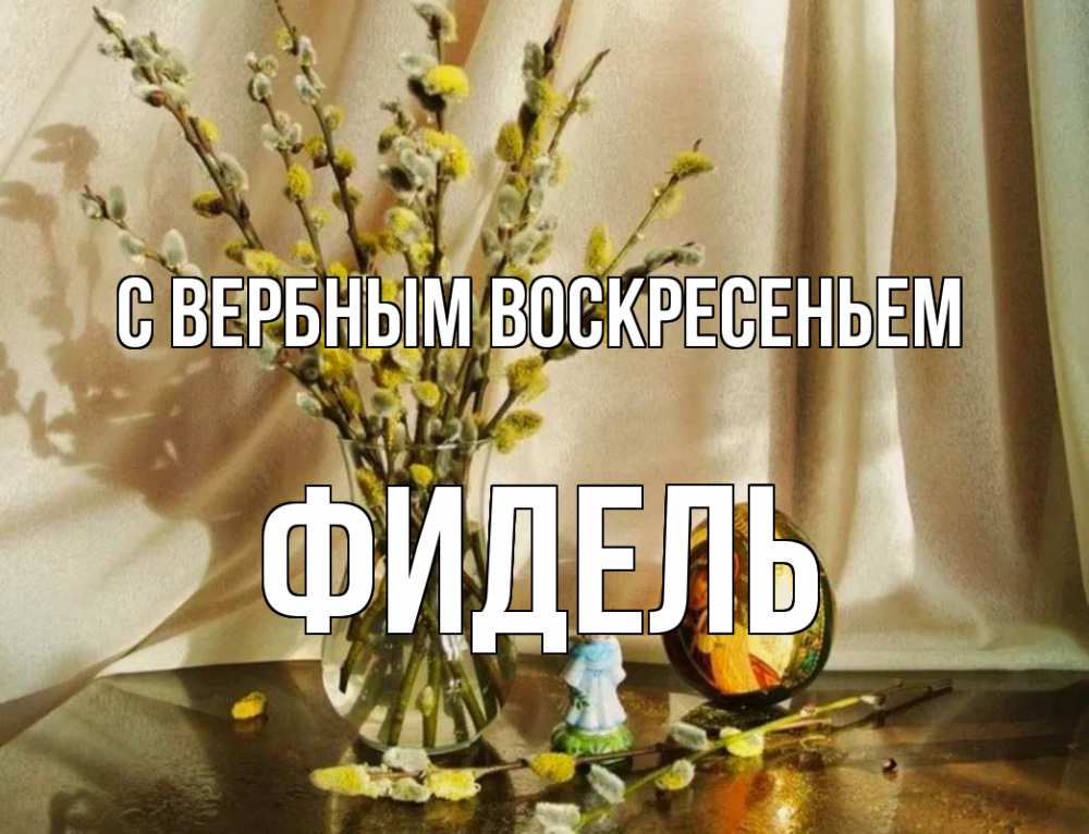 Открытка на каждый день с именем, Фидель С вербным воскресеньем верба 1 Прикольная открытка с пожеланием онлайн скачать бесплатно 