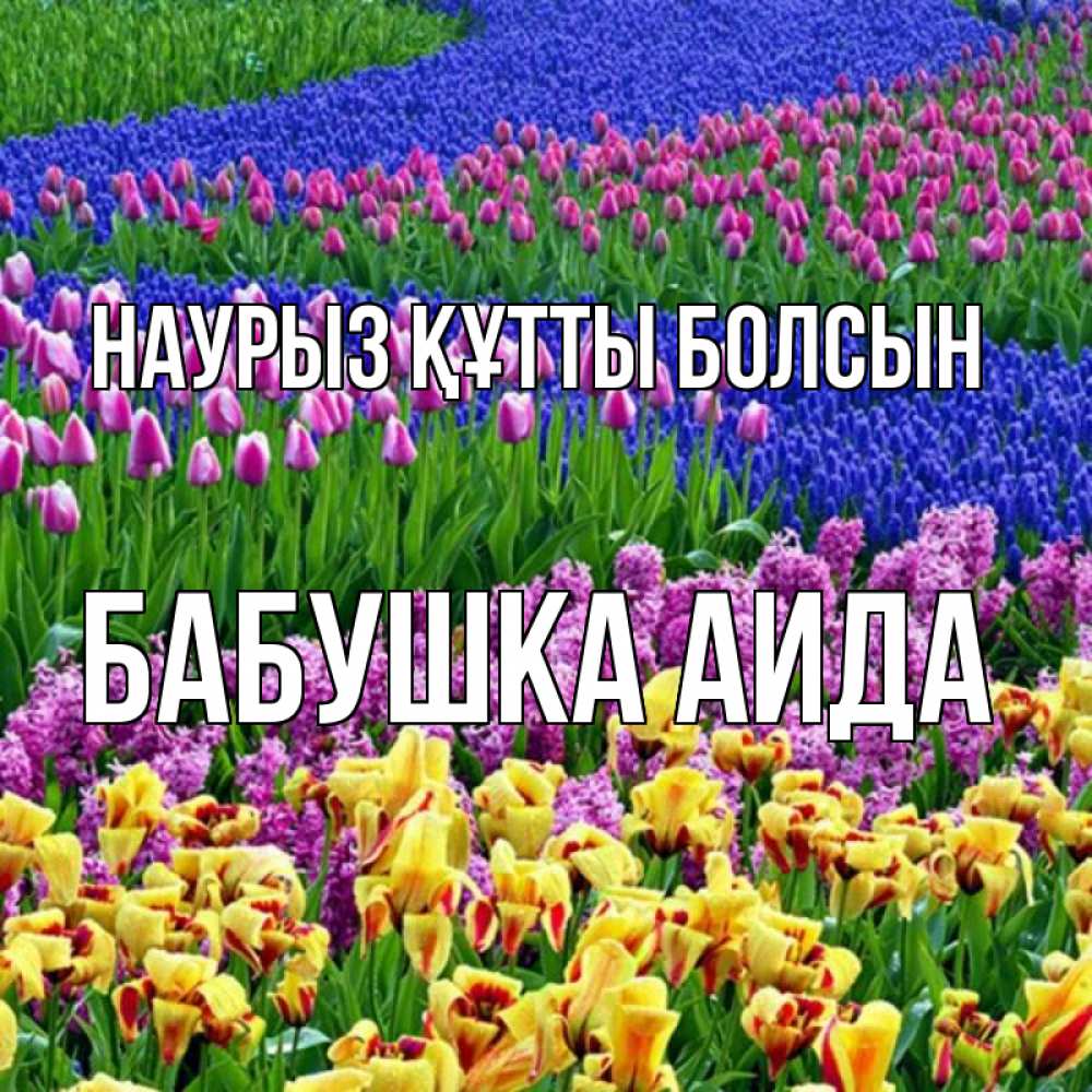 Открытка на каждый день с именем, Бабушка-Аида Наурыз құтты болсын цветы Прикольная открытка с пожеланием онлайн скачать бесплатно 
