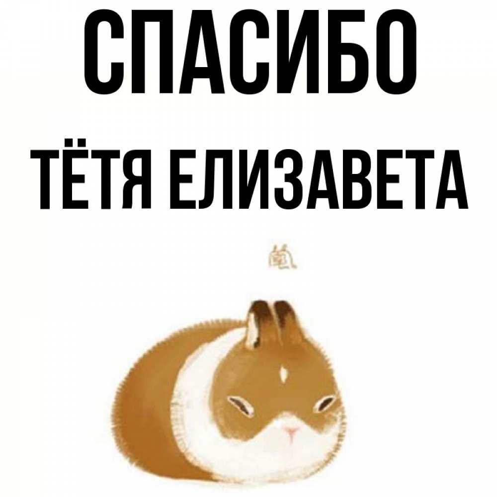 Открытка на каждый день с именем, Тётя-Елизавета Спасибо коричнево белый домашний питомец Прикольная открытка с пожеланием онлайн скачать бесплатно 