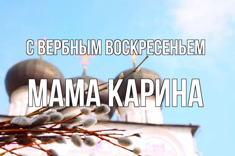 Открытка на каждый день с именем, Мама-Карина С вербным воскресеньем верба Прикольная открытка с пожеланием онлайн скачать бесплатно 