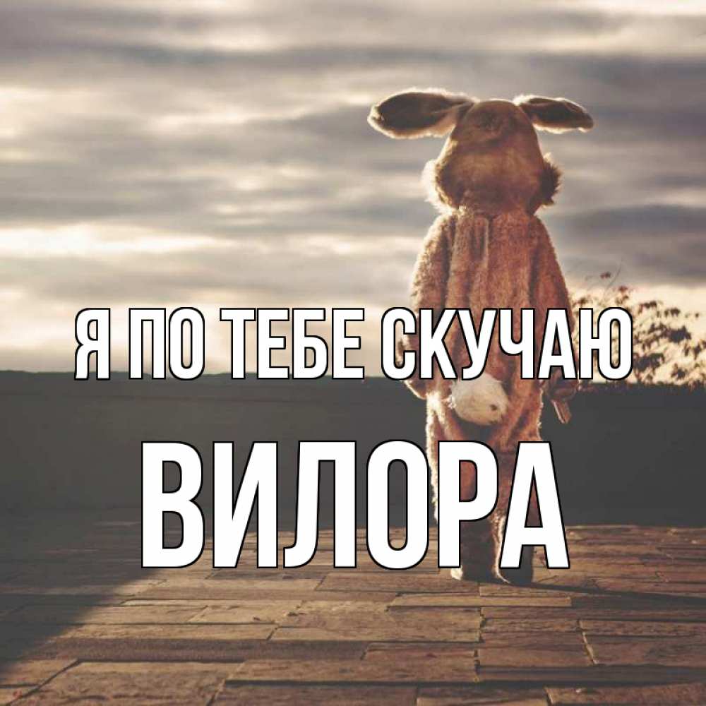 Открытка на каждый день с именем, Вилора Я по тебе скучаю даже в костюме зайца Прикольная открытка с пожеланием онлайн скачать бесплатно 