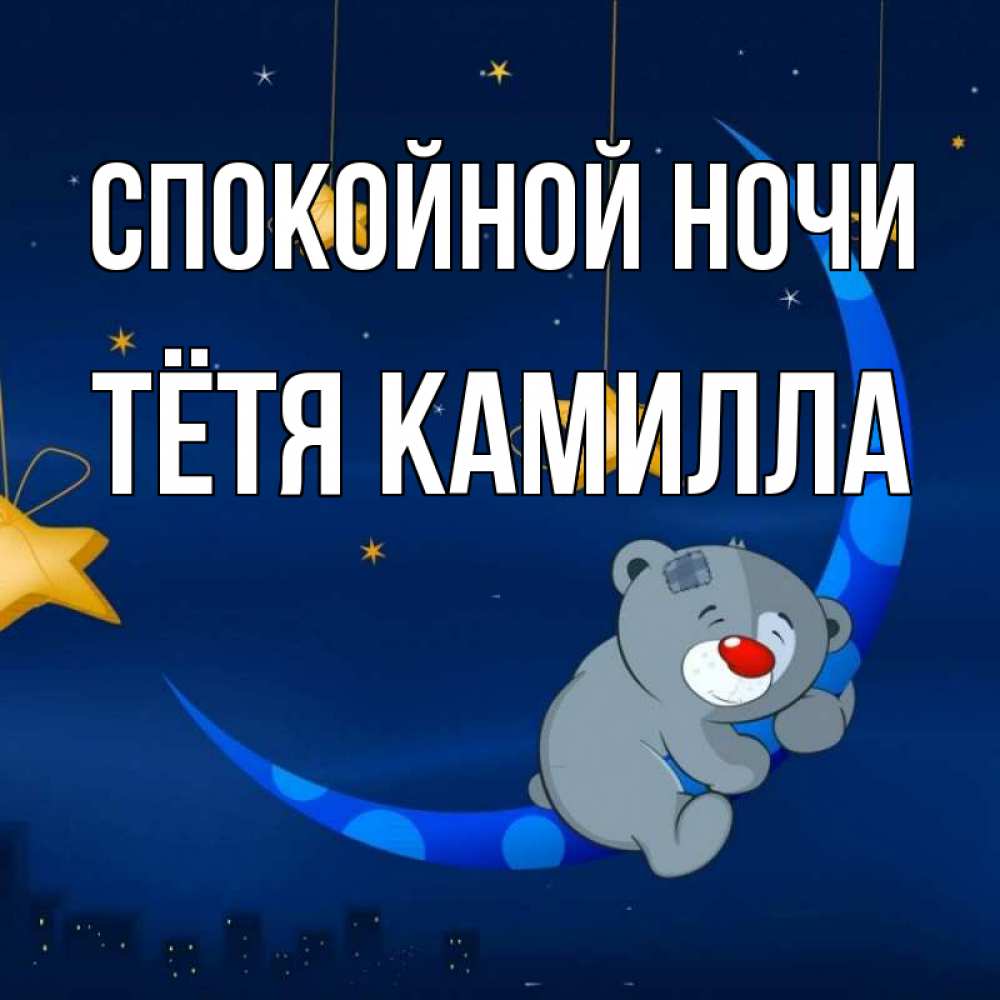 Открытка на каждый день с именем, Тётя-Камилла Спокойной ночи над городом Прикольная открытка с пожеланием онлайн скачать бесплатно 