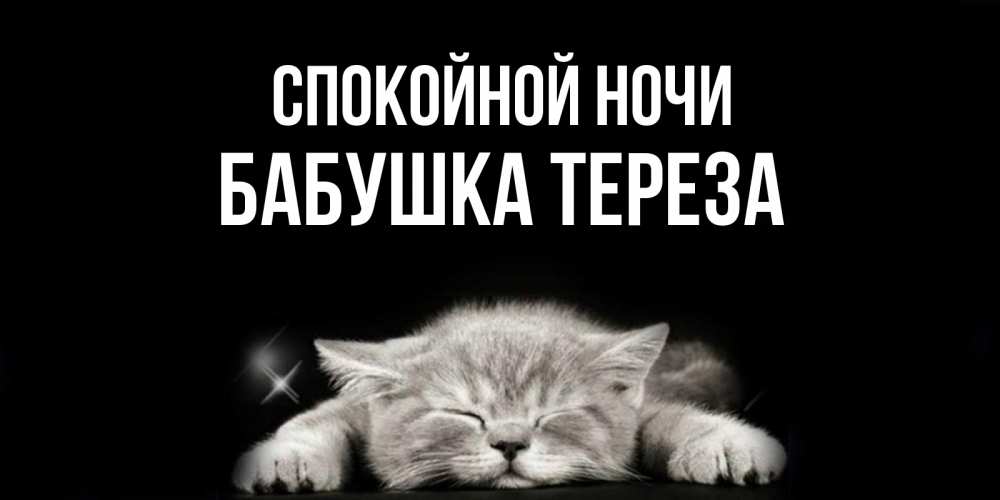 Открытка на каждый день с именем, Бабушка-Тереза Спокойной ночи спящий котик Прикольная открытка с пожеланием онлайн скачать бесплатно 