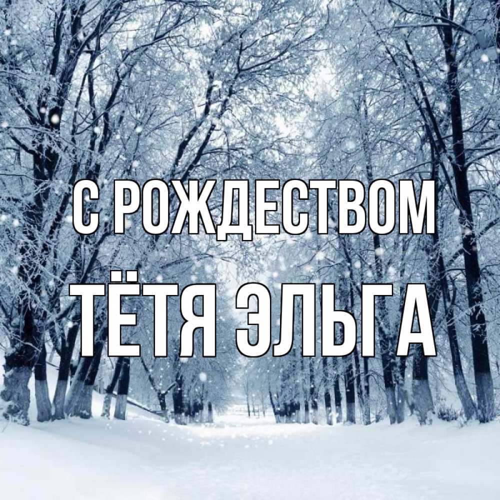 Открытка на каждый день с именем, Тётя-Эльга С рождеством снег, лес, парк Прикольная открытка с пожеланием онлайн скачать бесплатно 