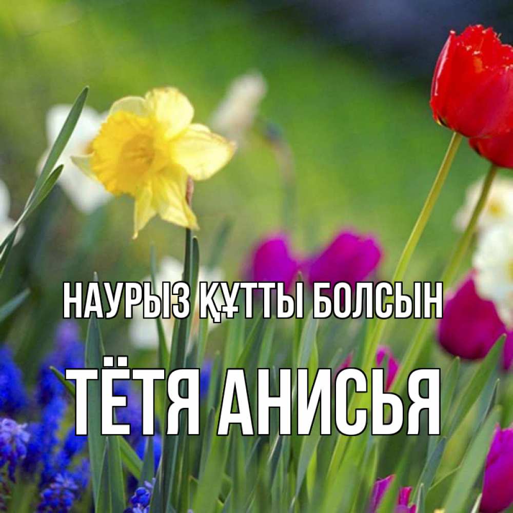 Открытка на каждый день с именем, Тётя-Анисья Наурыз құтты болсын наурыз  3 открытки Прикольная открытка с пожеланием онлайн скачать бесплатно 
