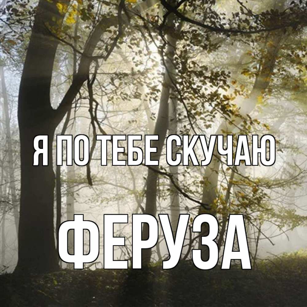 Открытка на каждый день с именем, Феруза Я по тебе скучаю грустно Прикольная открытка с пожеланием онлайн скачать бесплатно 