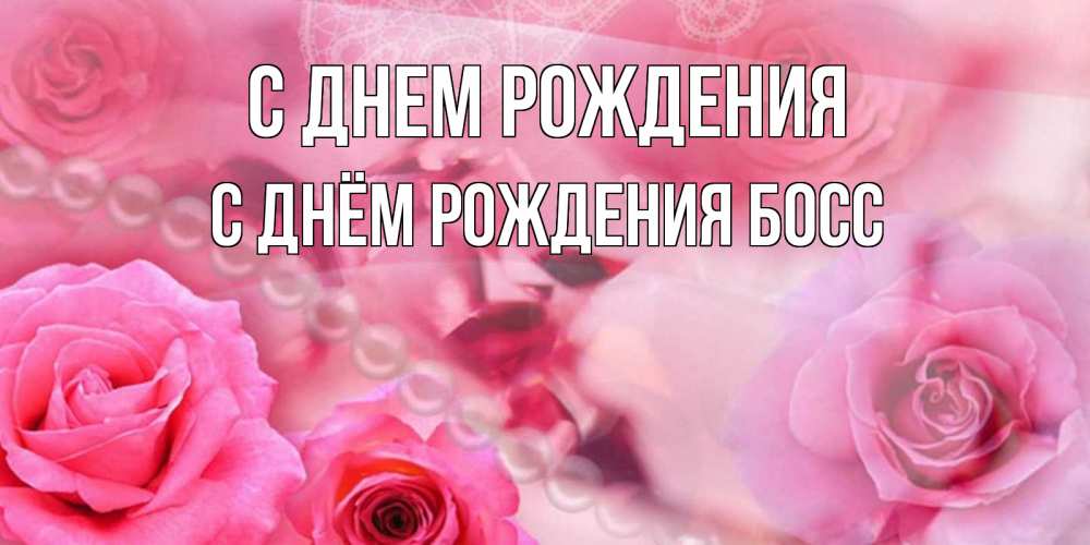 Открытка на каждый день с именем, С-Днём-Рождения-Босс С днем рождения открытка с розами и жемчугом Прикольная открытка с пожеланием онлайн скачать бесплатно 