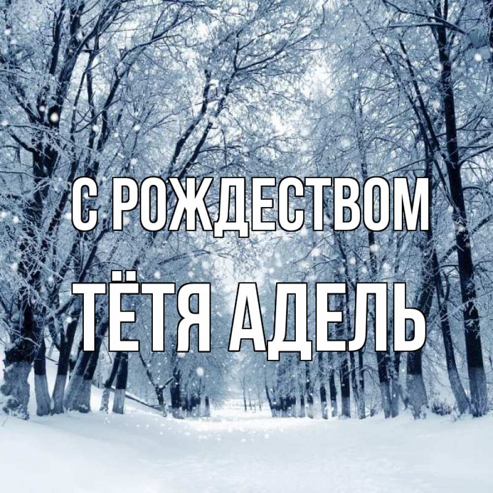 Открытка на каждый день с именем, Тётя-Адель С рождеством снег, лес, парк Прикольная открытка с пожеланием онлайн скачать бесплатно 
