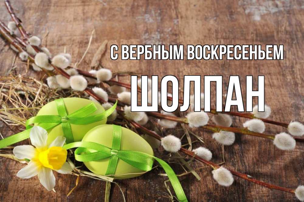 Открытка на каждый день с именем, Шолпан С вербным воскресеньем верба Прикольная открытка с пожеланием онлайн скачать бесплатно 