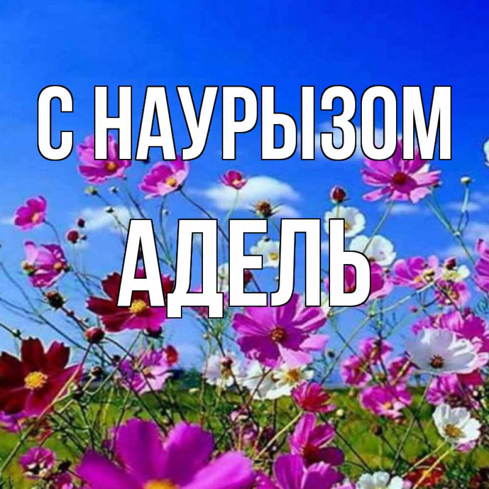 Открытка на каждый день с именем, Адель С наурызом цветы Прикольная открытка с пожеланием онлайн скачать бесплатно 