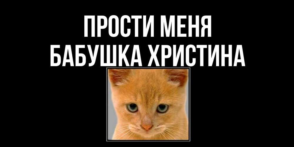 Открытка на каждый день с именем, Бабушка-Христина Прости меня рыжий грустный кот просит прощения Прикольная открытка с пожеланием онлайн скачать бесплатно 