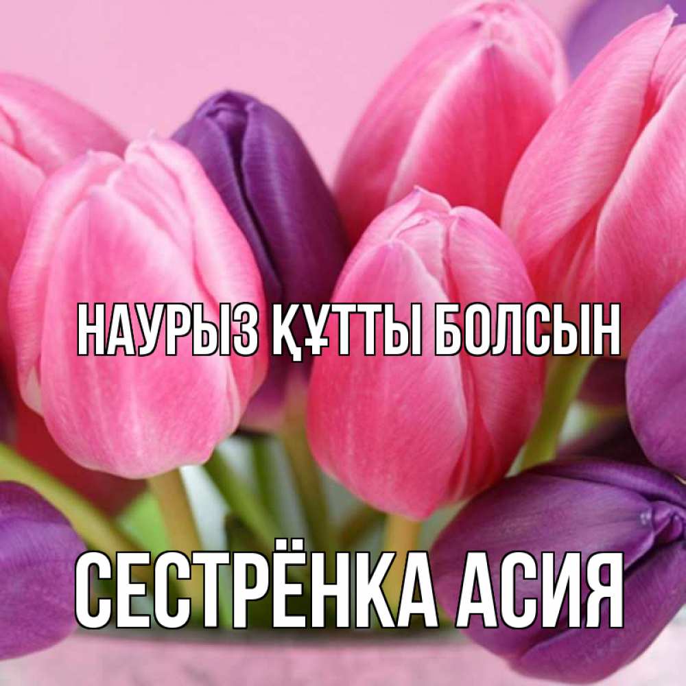 Открытка на каждый день с именем, Сестрёнка-Асия Наурыз құтты болсын маме 1 Прикольная открытка с пожеланием онлайн скачать бесплатно 