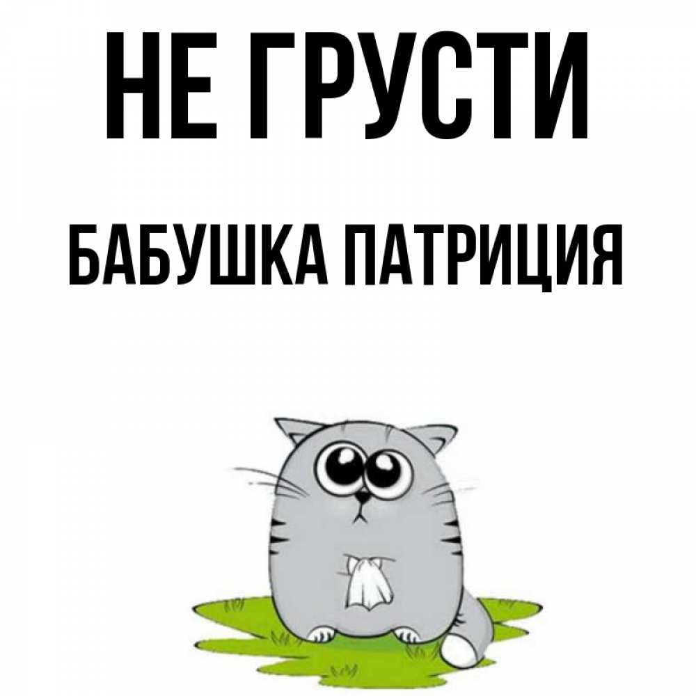 Открытка на каждый день с именем, Бабушка-Патриция Не грусти грустный котяра Прикольная открытка с пожеланием онлайн скачать бесплатно 
