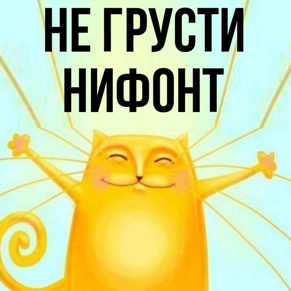 Открытка на каждый день с именем, Нифонт Не грусти обнимашки усатые Прикольная открытка с пожеланием онлайн скачать бесплатно 