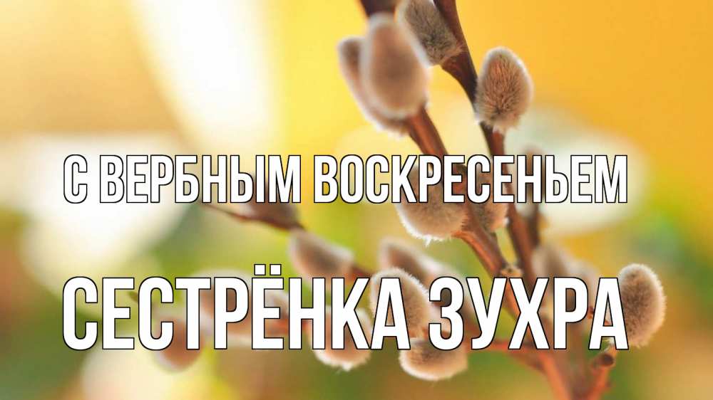Открытка на каждый день с именем, Сестрёнка-Зухра С вербным воскресеньем верба 1 Прикольная открытка с пожеланием онлайн скачать бесплатно 