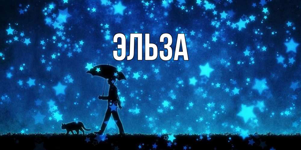 Открытка на каждый день с именем, Эльза Главная ночные прогулки с котом под звездами Прикольная открытка с пожеланием онлайн скачать бесплатно 