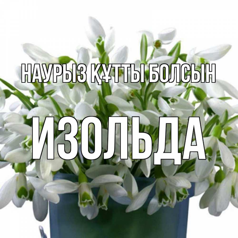 Открытка на каждый день с именем, Изольда Наурыз құтты болсын цветы к наурызу Прикольная открытка с пожеланием онлайн скачать бесплатно 