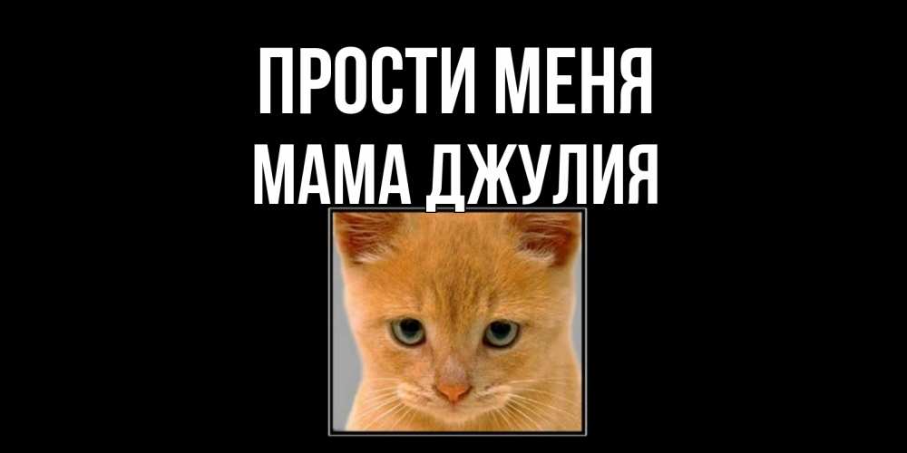 Открытка на каждый день с именем, Мама-Джулия Прости меня рыжий грустный кот просит прощения Прикольная открытка с пожеланием онлайн скачать бесплатно 
