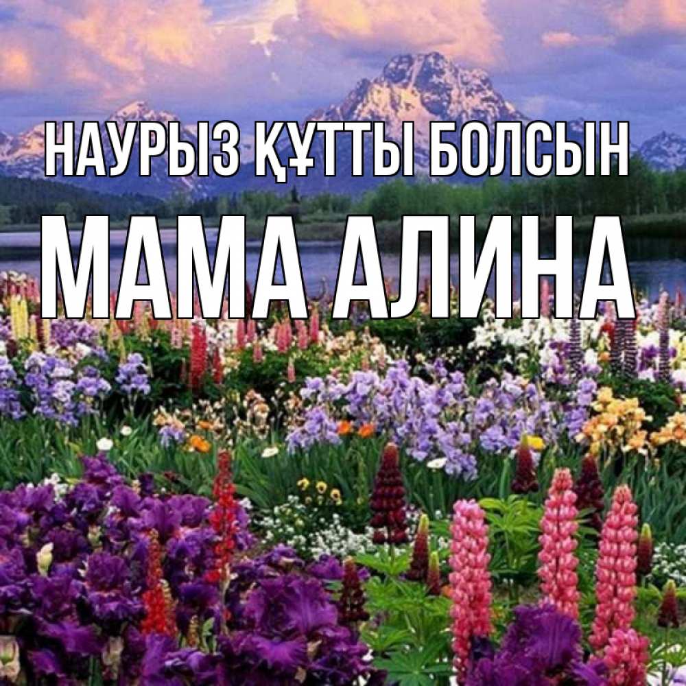 Открытка на каждый день с именем, Мама-Алина Наурыз құтты болсын наурыз Прикольная открытка с пожеланием онлайн скачать бесплатно 