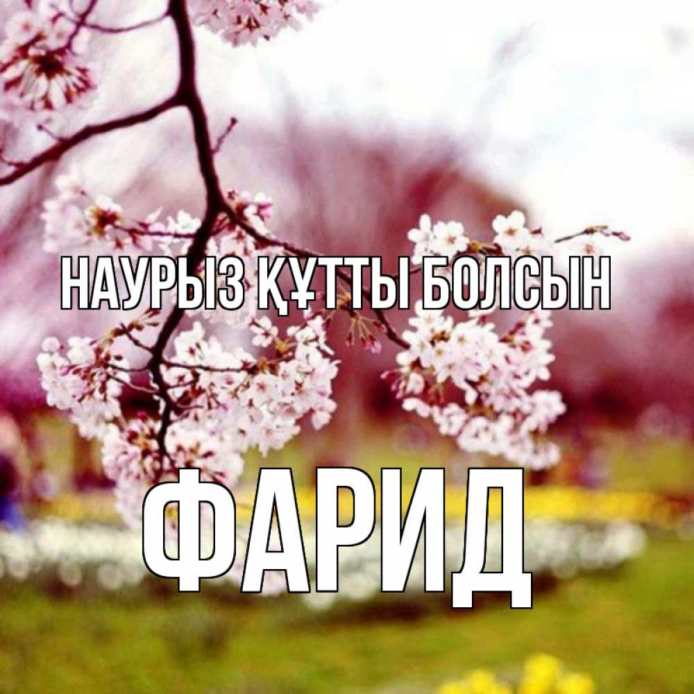 Открытка на каждый день с именем, Фарид Наурыз құтты болсын яблоня Прикольная открытка с пожеланием онлайн скачать бесплатно 