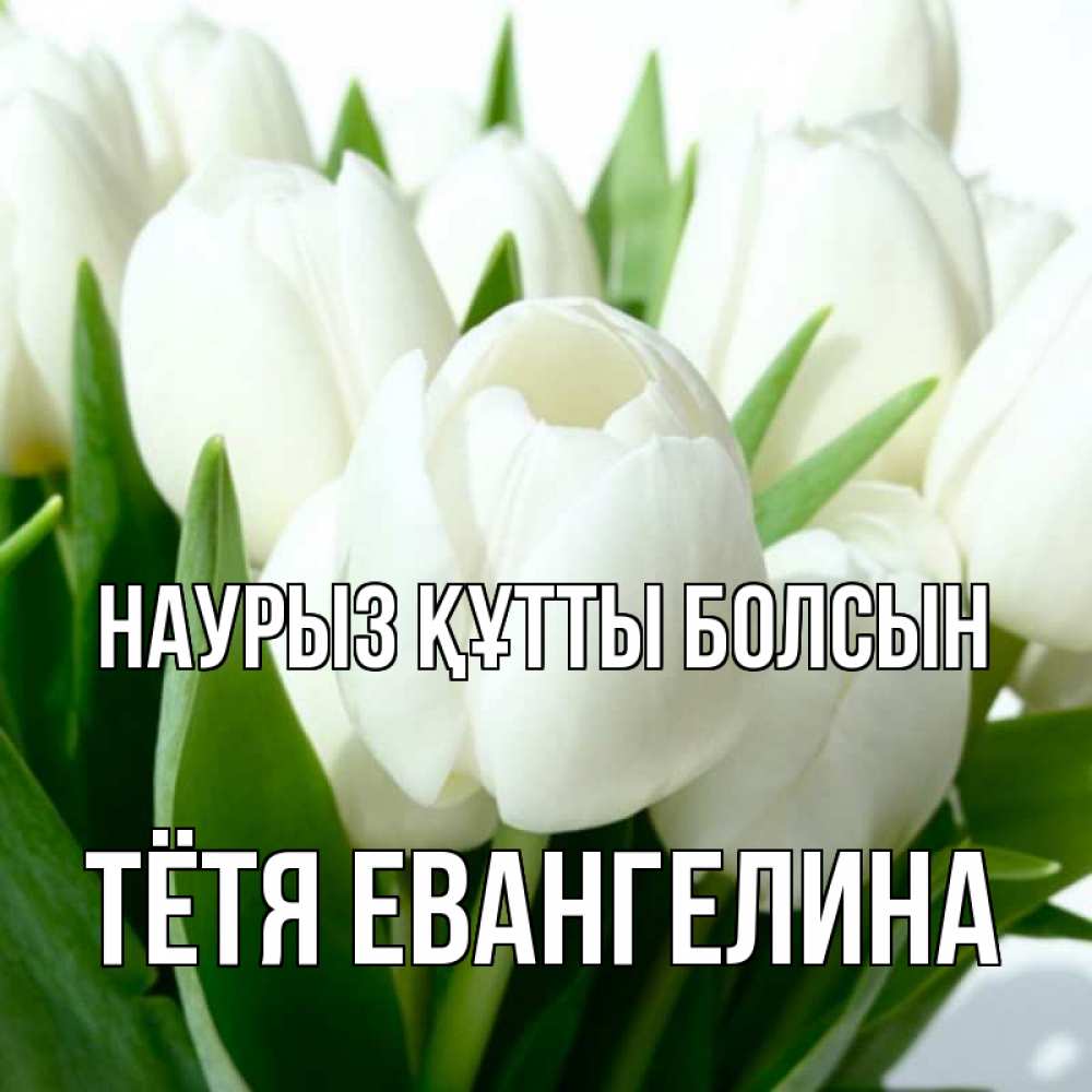 Открытка на каждый день с именем, Тётя-Евангелина Наурыз құтты болсын цветы Прикольная открытка с пожеланием онлайн скачать бесплатно 