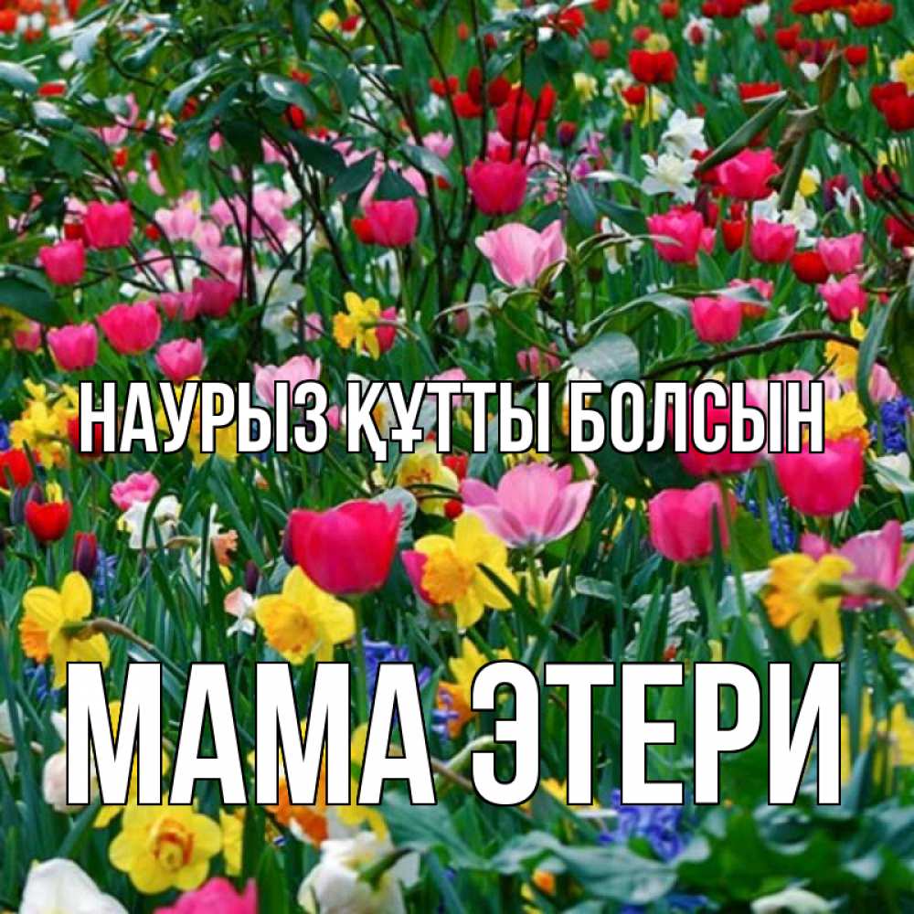 Открытка на каждый день с именем, Мама-Этери Наурыз құтты болсын с наурызом поздравления для женщины Прикольная открытка с пожеланием онлайн скачать бесплатно 