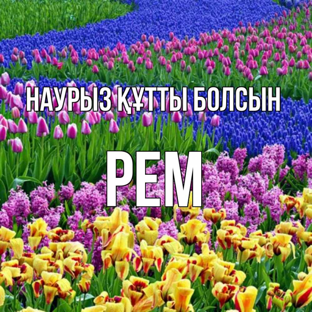 Открытка на каждый день с именем, Рем Наурыз құтты болсын цветы Прикольная открытка с пожеланием онлайн скачать бесплатно 