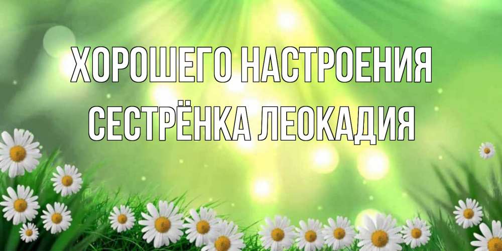 Открытка на каждый день с именем, Сестрёнка-Леокадия Хорошего настроения открытка с ромашками и солнечными лучами Прикольная открытка с пожеланием онлайн скачать бесплатно 