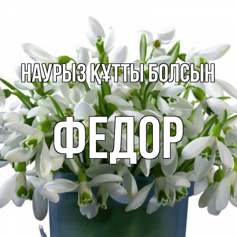 Открытка на каждый день с именем, Федор Наурыз құтты болсын цветы к наурызу Прикольная открытка с пожеланием онлайн скачать бесплатно 