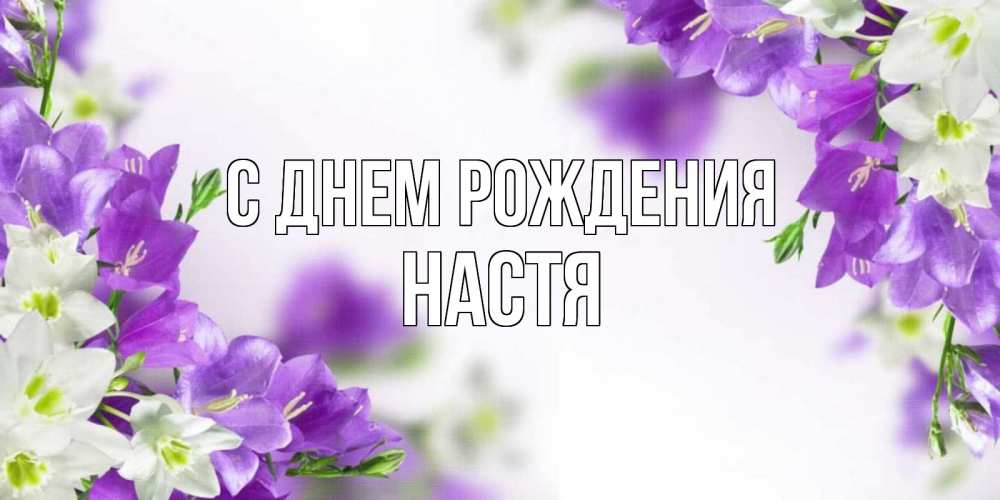 Открытка на каждый день с именем, настя С днем рождения открытка на день рождения с сиреневыми цветами Прикольная открытка с пожеланием онлайн скачать бесплатно 