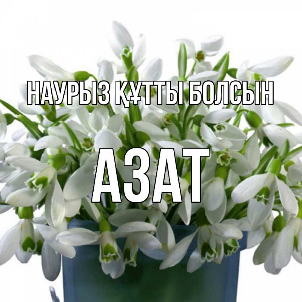 Открытка на каждый день с именем, Азат Наурыз құтты болсын цветы к наурызу Прикольная открытка с пожеланием онлайн скачать бесплатно 
