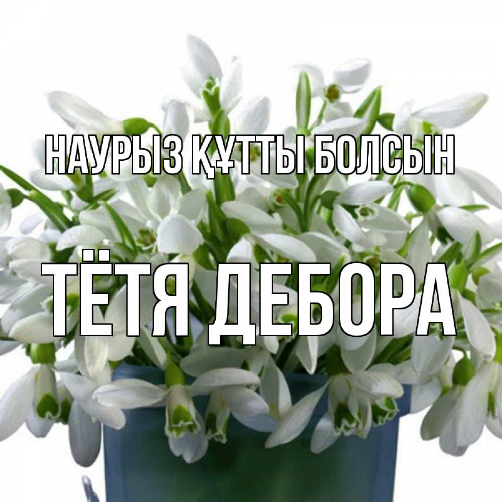 Открытка на каждый день с именем, Тётя-Дебора Наурыз құтты болсын цветы к наурызу Прикольная открытка с пожеланием онлайн скачать бесплатно 
