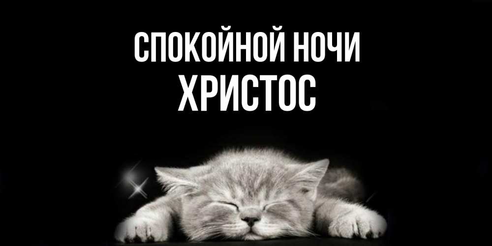 Открытка на каждый день с именем, Христос Спокойной ночи спящий котик Прикольная открытка с пожеланием онлайн скачать бесплатно 