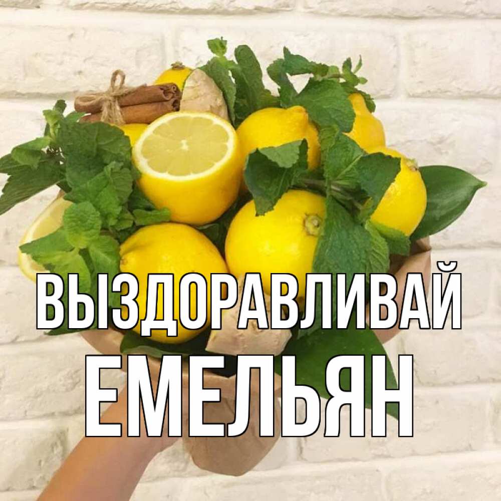 Открытка на каждый день с именем, Емельян Выздоравливай витамины Прикольная открытка с пожеланием онлайн скачать бесплатно 