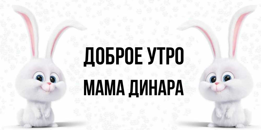 Открытка на каждый день с именем, Мама-Динара Доброе утро кролики с длинными ушками Прикольная открытка с пожеланием онлайн скачать бесплатно 