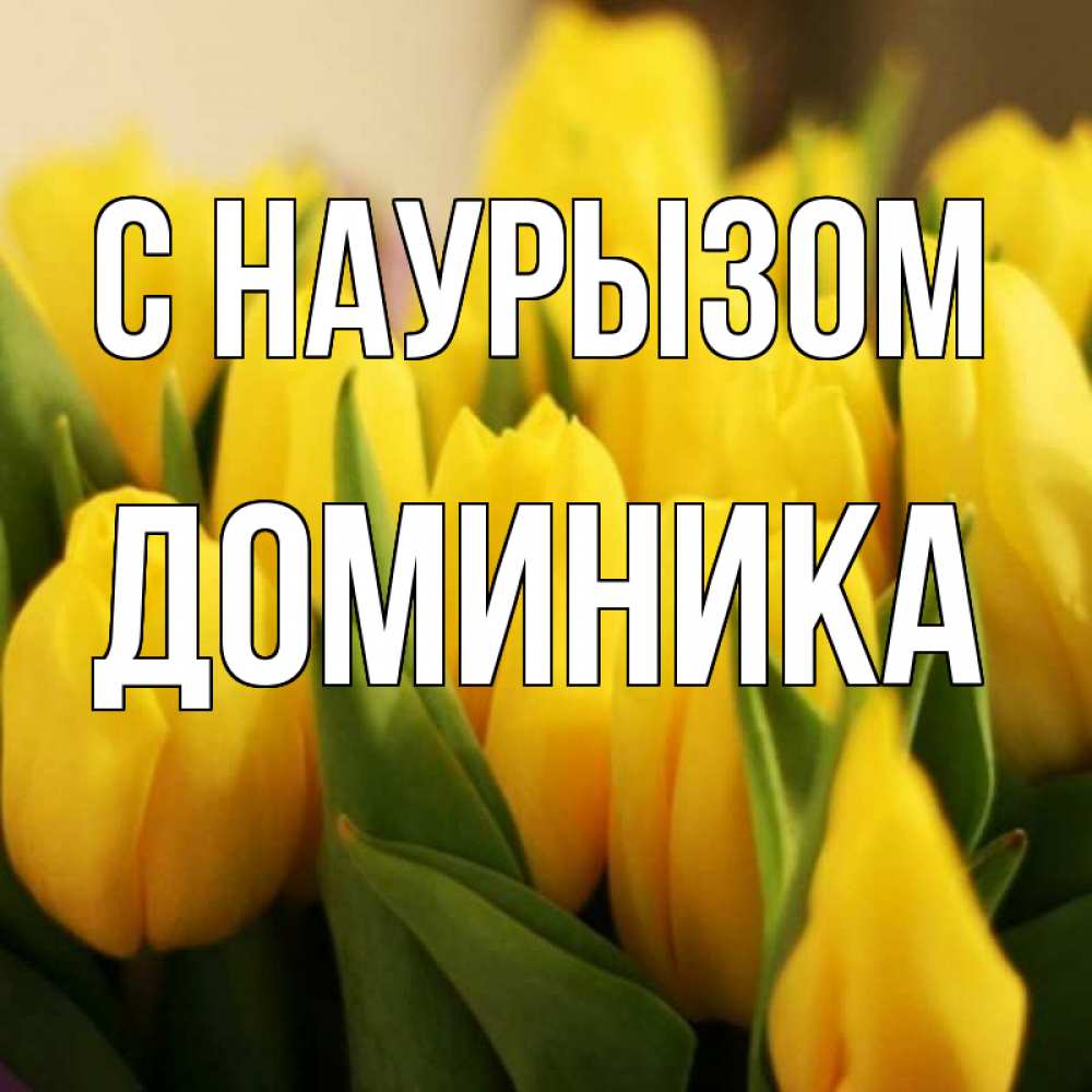 Открытка на каждый день с именем, Доминика С наурызом цветы Прикольная открытка с пожеланием онлайн скачать бесплатно 