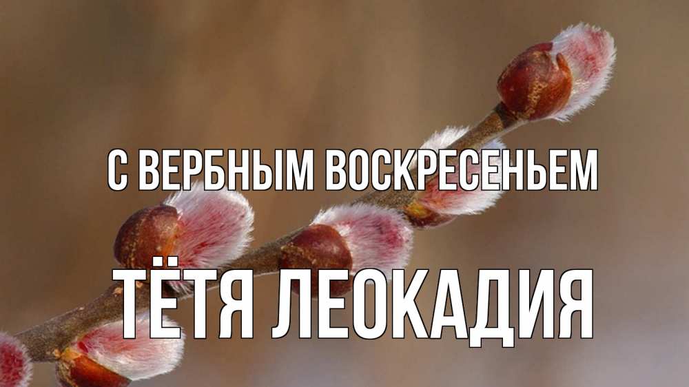 Открытка на каждый день с именем, Тётя-Леокадия С вербным воскресеньем верба Прикольная открытка с пожеланием онлайн скачать бесплатно 