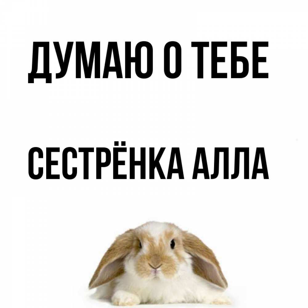 Открытка на каждый день с именем, Сестрёнка-Алла Думаю о тебе подписать своими руками онлайн Прикольная открытка с пожеланием онлайн скачать бесплатно 