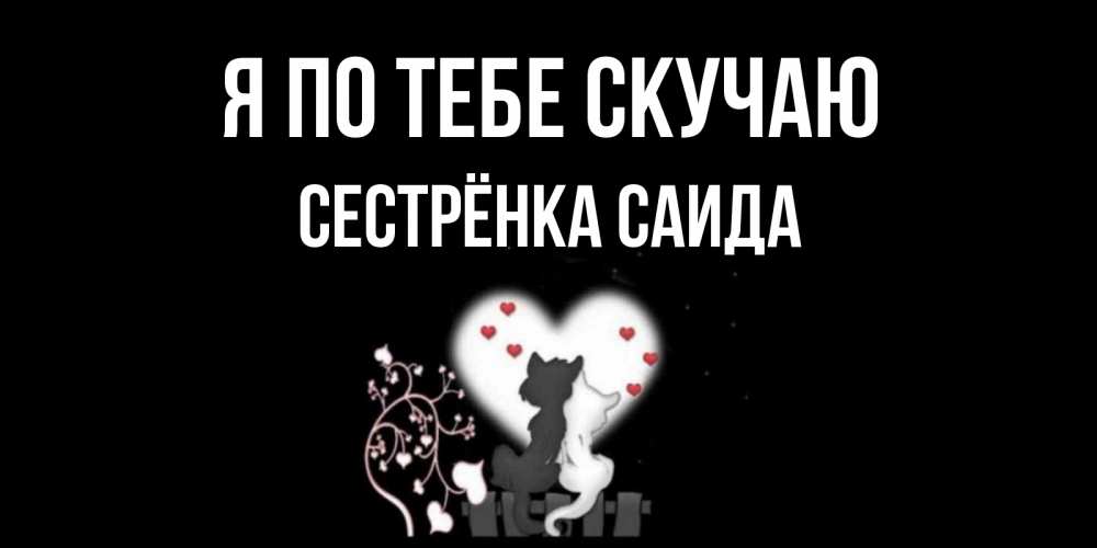 Открытка на каждый день с именем, Сестрёнка-Саида Я по тебе скучаю коты Прикольная открытка с пожеланием онлайн скачать бесплатно 