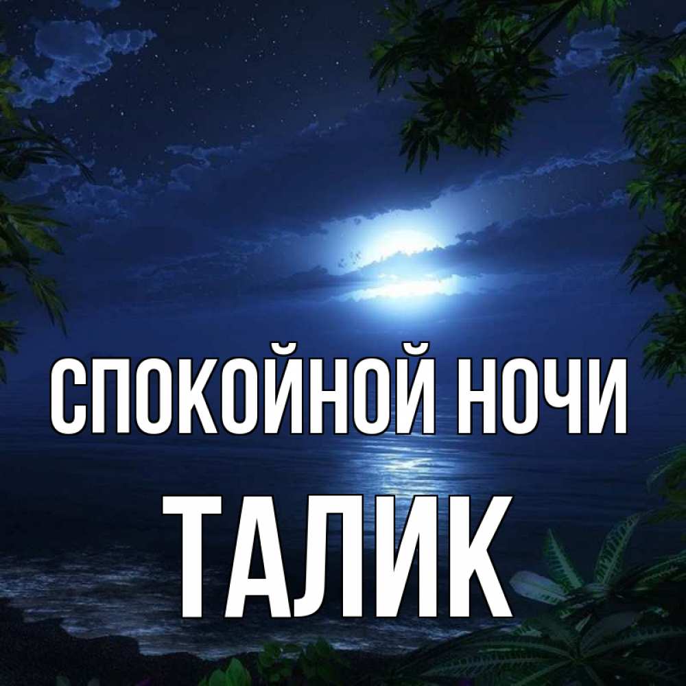 Открытка на каждый день с именем, Талик Спокойной ночи тропический остров Прикольная открытка с пожеланием онлайн скачать бесплатно 
