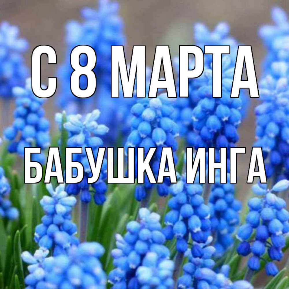 Открытка на каждый день с именем, Бабушка-Инга С 8 МАРТА Поздравительная открытка для женщин с цветами на праздничную дату Прикольная открытка с пожеланием онлайн скачать бесплатно 