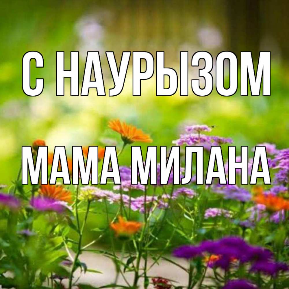 Открытка на каждый день с именем, Мама-Милана С наурызом цветы Прикольная открытка с пожеланием онлайн скачать бесплатно 