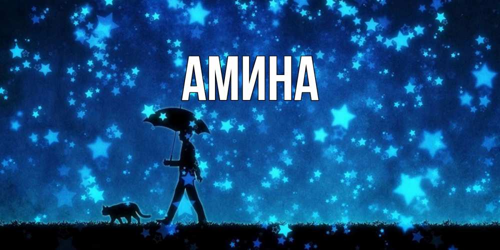 Открытка на каждый день с именем, Амина Главная ночные прогулки с котом под звездами Прикольная открытка с пожеланием онлайн скачать бесплатно 