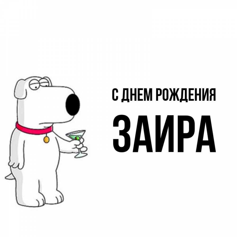 Открытка на каждый день с именем, Заира С днем рождения песик с оливками Прикольная открытка с пожеланием онлайн скачать бесплатно 