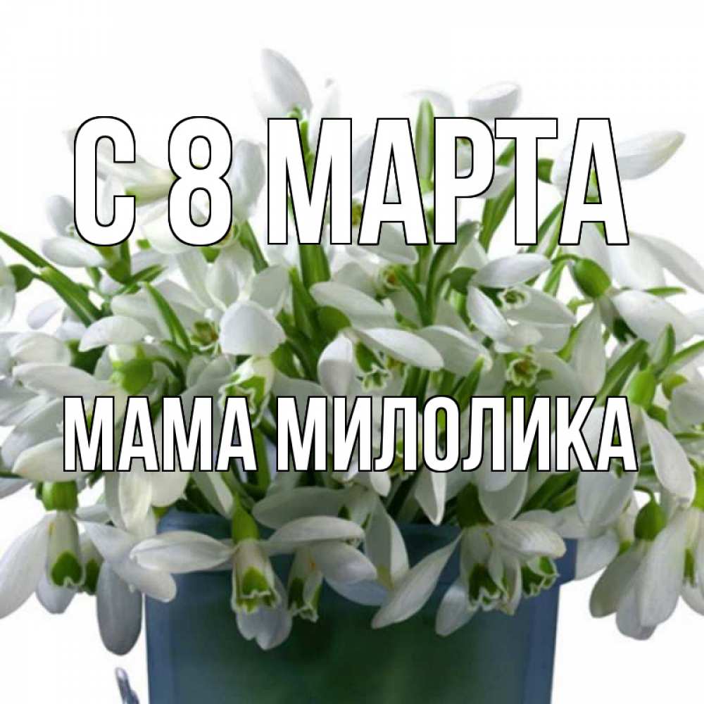 Открытка на каждый день с именем, Мама-Милолика С 8 МАРТА цветы к международному женскому дню Прикольная открытка с пожеланием онлайн скачать бесплатно 