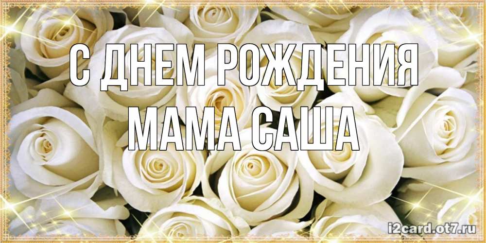Открытка на каждый день с именем, Мама-Саша С днем рождения открытка с белыми розами. большой букет белых роз Прикольная открытка с пожеланием онлайн скачать бесплатно 