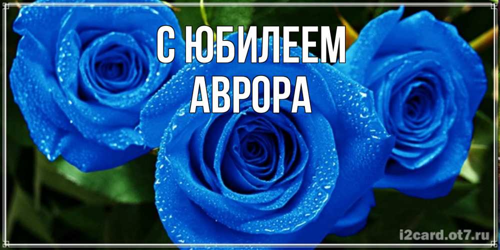 Открытка на каждый день с именем, Аврора С юбилеем розы с синим цветом Прикольная открытка с пожеланием онлайн скачать бесплатно 