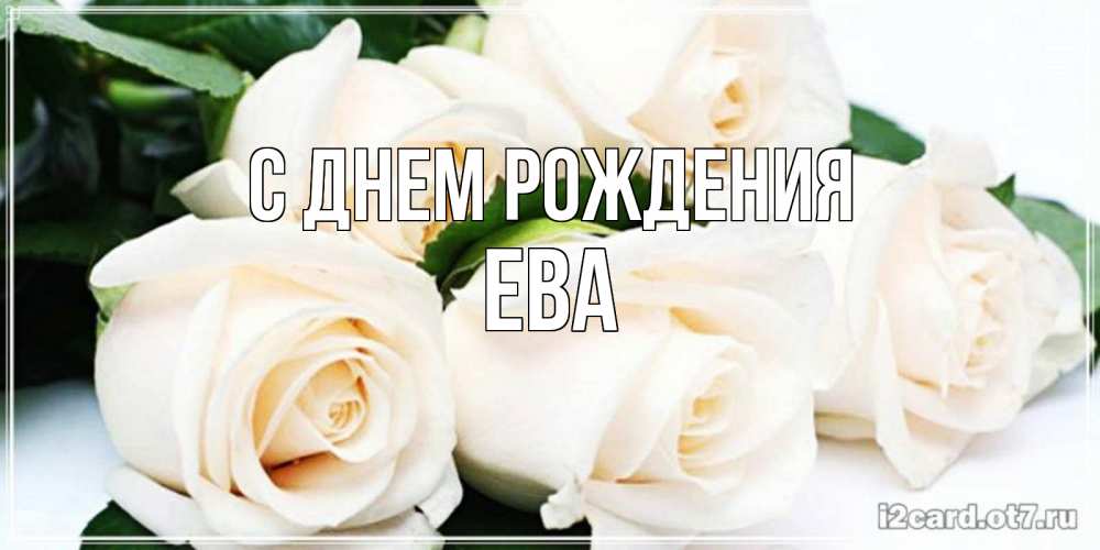 Открытка на каждый день с именем, Ева С днем рождения открытка с красивыми белыми розами для родных Прикольная открытка с пожеланием онлайн скачать бесплатно 
